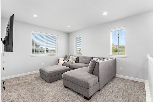 15022 S Halter Way W, Bluffdale, UT 84065 - living room featuring plenty of natural light, carpet floors, baseboards, and recessed lighting