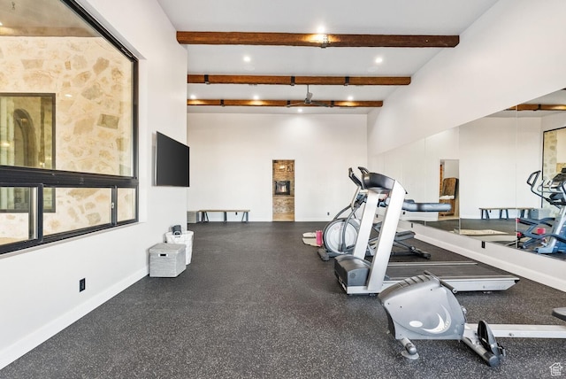 2836 S 2300th Cir E, St George, UT 84790 - exercise room with beam ceiling, recessed lighting, and baseboards