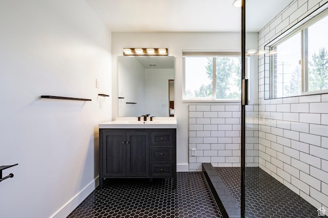 1983 W Ranch Rd, Farmington, UT 84025 - full bathroom featuring walk in shower, vanity, and baseboards