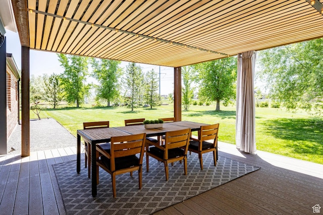 1983 W Ranch Rd, Farmington, UT 84025 - wooden terrace featuring outdoor dining area, a yard, and a patio area