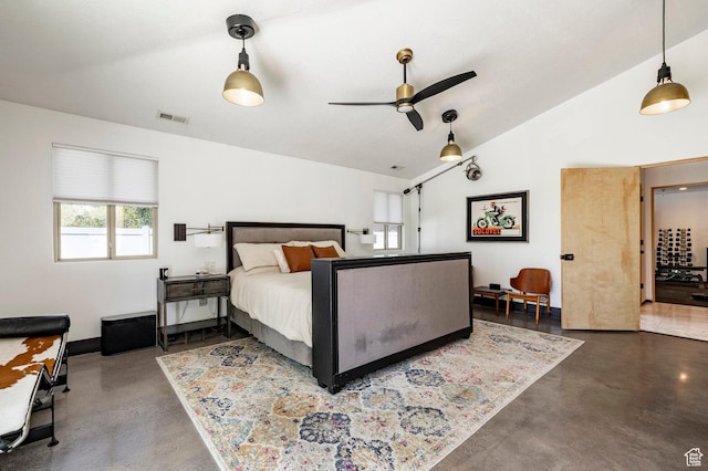 1983 W Ranch Rd, Farmington, UT 84025 - bedroom with finished concrete floors and vaulted ceiling