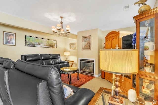 463 E Braidhill Dr, Draper, UT 84020 - living room featuring carpet, a chandelier, and baseboards