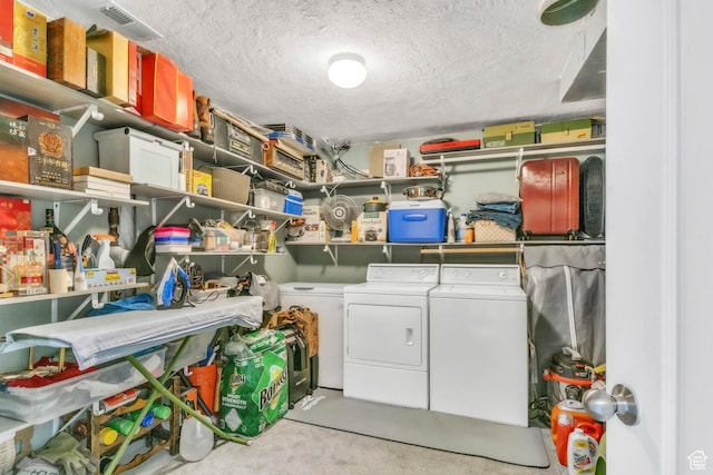463 E Braidhill Dr, Draper, UT 84020 - laundry room with washing machine and clothes dryer, a textured ceiling, and carpet floors