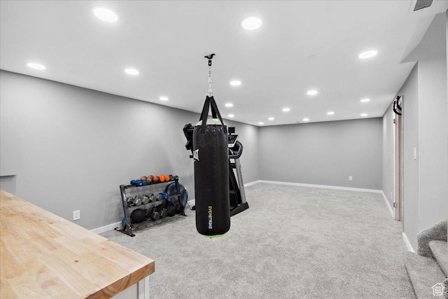 175 Green Dr, Layton, UT 84041 - workout area with carpet, recessed lighting, and baseboards