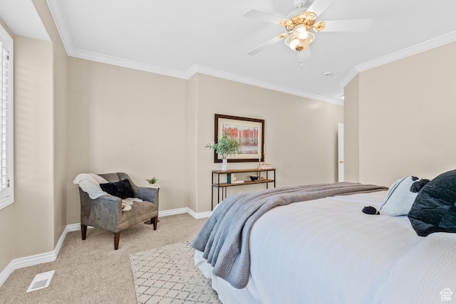 11815 S Cottage Side Way E, Draper, UT 84020 - bedroom with light carpet, ornamental molding, baseboards, and ceiling fan