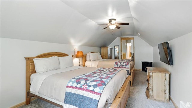 3786 Beaver Creek Rd, Kamas, UT 84036 - bedroom with lofted ceiling, carpet floors, baseboards, and a ceiling fan
