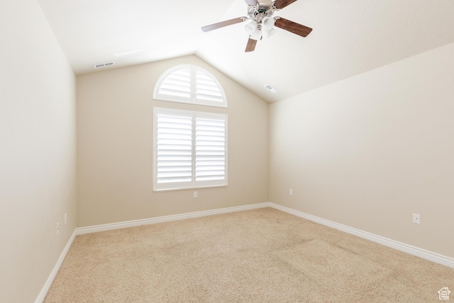 344 E 2280 N Unit C, North Logan, UT 84341 - empty room featuring carpet, vaulted ceiling, ceiling fan, and baseboards