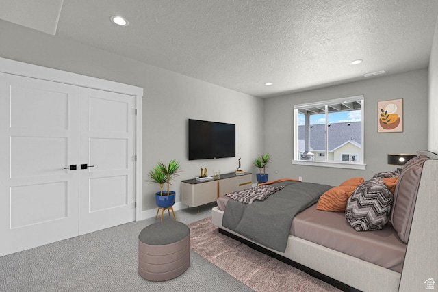 3877 N 425 E, North Ogden, UT 84414 - bedroom with carpet, a textured ceiling, and recessed lighting