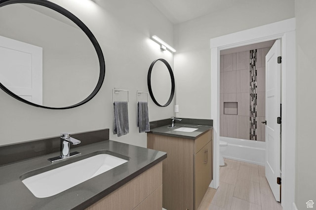3877 N 425 E, North Ogden, UT 84414 - full bathroom with toilet, two vanities, and tub / shower combination
