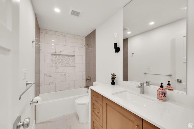 1210 E Bonner Way S, Millcreek, UT 84117 - bathroom featuring vanity, toilet, washtub / shower combination, and recessed lighting