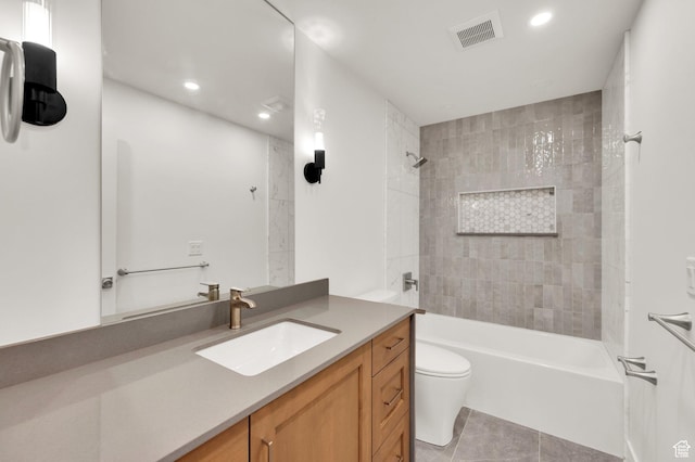1210 E Bonner Way S, Millcreek, UT 84117 - full bathroom featuring vanity, toilet, tile patterned floors, recessed lighting, and tub / shower combination