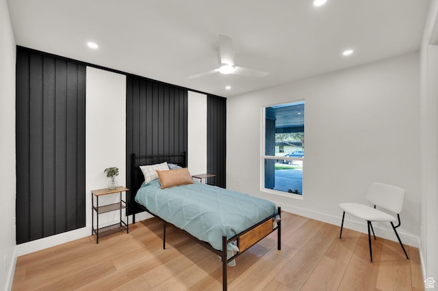 1210 E Bonner Way S, Millcreek, UT 84117 - bedroom with light wood-type flooring, recessed lighting, baseboards, and ceiling fan
