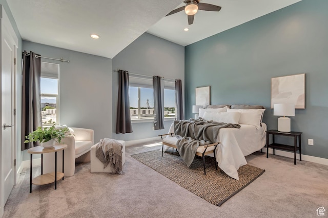 4237 S Birkhill Blvd, Murray, UT 84107 - bedroom with carpet, multiple windows, baseboards, ceiling fan, and recessed lighting