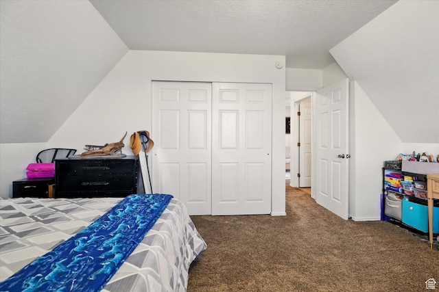 1777 W 4200 N, Smithfield, UT 84335 - carpeted bedroom featuring vaulted ceiling, a textured ceiling, and a closet