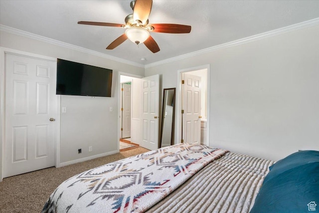 4868 W Cedar Point Peak Dr S, Riverton, UT 84096 - bedroom featuring carpet, crown molding, baseboards, and ceiling fan