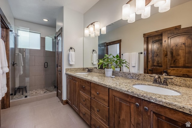 13279 N Alexis Dr, Kamas, UT 84036 - full bath with double vanity, a stall shower, and tile patterned floors