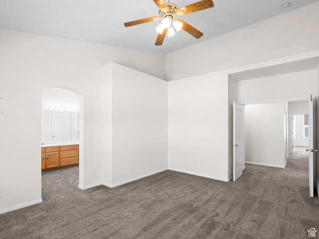 4912 W Rosewood Dr S, South Jordan, UT 84009 - carpeted empty room with ceiling fan, baseboards, and lofted ceiling