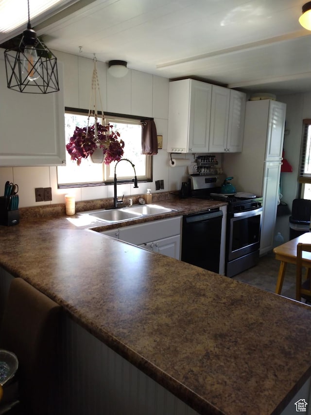 415 E 100 N, Elmo, UT 84521 - kitchen featuring dishwasher, a sink, dark countertops, stainless steel electric stove, and healthy amount of natural light