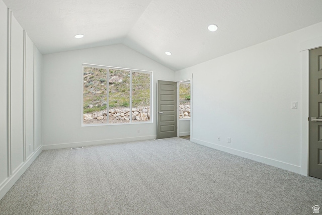 1189 E Benchview Dr, Ogden, UT 84404 - unfurnished bedroom featuring vaulted ceiling, carpet floors, baseboards, and recessed lighting