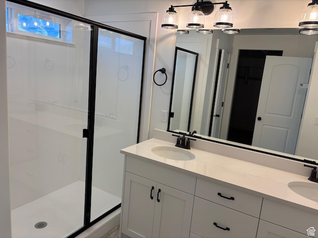 718 N 280 E, Tooele, UT 84074 - bathroom with a shower stall, double vanity, and a spacious closet