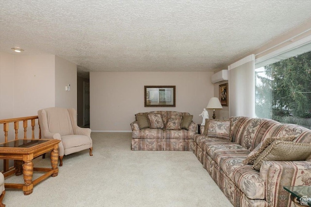 310 E Valley View Dr, Preston, ID 83263 - living area featuring a textured ceiling, carpet, and a wall mounted air conditioner