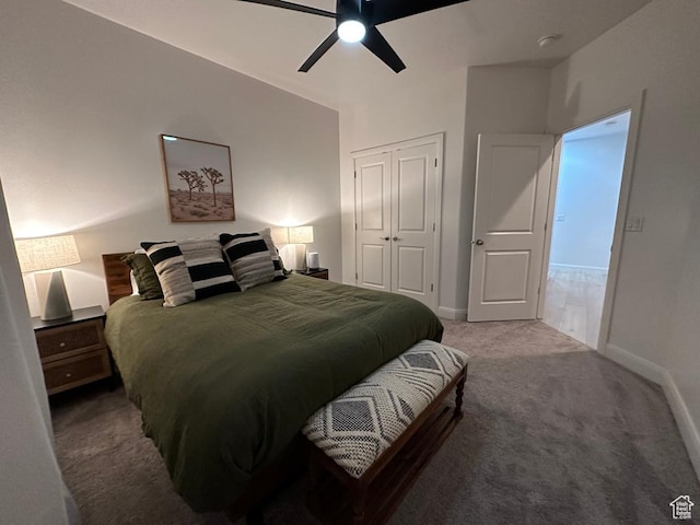2786 S 3780 W, Hurricane, UT 84737 - bedroom with carpet flooring, a closet, baseboards, and a ceiling fan