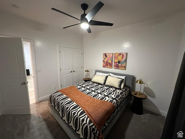 2786 S 3780 W, Hurricane, UT 84737 - carpeted bedroom featuring baseboards, a closet, and ceiling fan