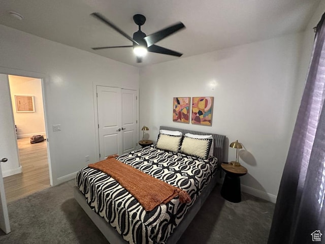2786 S 3780 W, Hurricane, UT 84737 - bedroom with carpet, a closet, baseboards, and ceiling fan