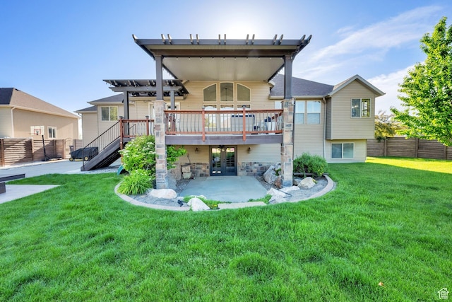 4836 S 5050 W, Hooper, UT 84315 - back of house with french doors, a patio, a deck, a pergola, and stairs