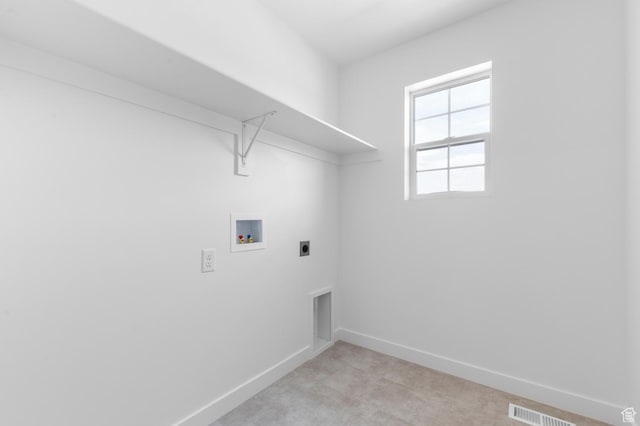 6747 N Tulle Mtn, Eagle Mountain, UT 84005 - laundry area with washer hookup, baseboards, hookup for an electric dryer, and light carpet