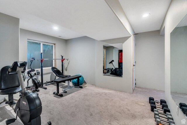 7371 N Ute Dr, Eagle Mountain, UT 84005 - exercise room with carpet flooring and recessed lighting