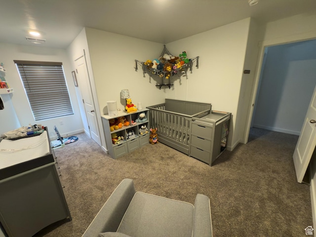 1764 E Fall St, Eagle Mountain, UT 84005 - bedroom with carpet, a crib, and baseboards