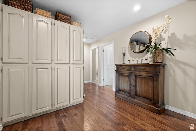 4601 S Farm Meadow Ln, Millcreek, UT 84117 - hallway with baseboards, dark wood finished floors, and recessed lighting
