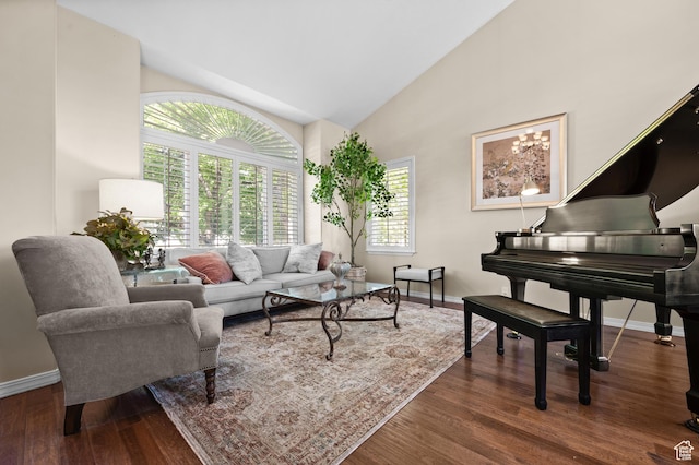 4601 S Farm Meadow Ln, Millcreek, UT 84117 - living area featuring baseboards, wood finished floors, and high vaulted ceiling