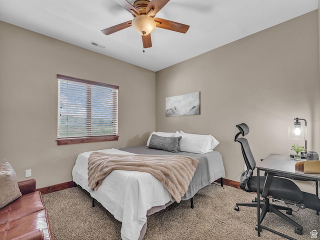 2894 E Cobblemoor Ln, Sandy, UT 84093 - bedroom with baseboards, a desk, ceiling fan, and carpet floors
