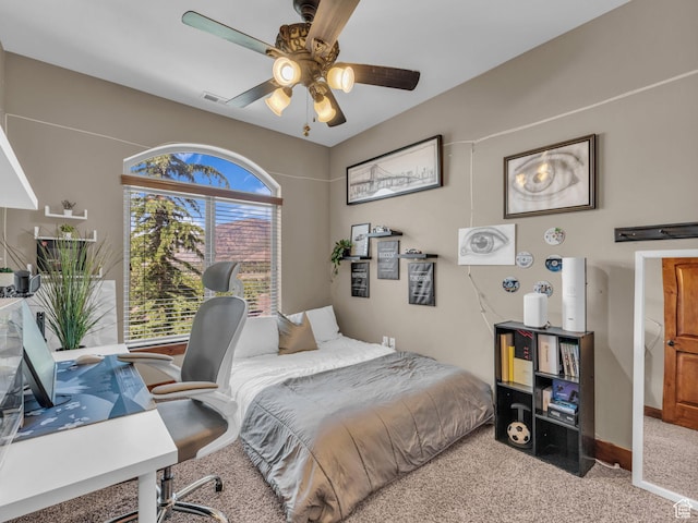 2894 E Cobblemoor Ln, Sandy, UT 84093 - carpeted bedroom with an office area, baseboards, and ceiling fan