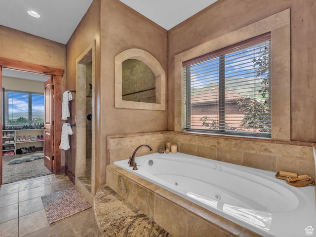 2894 E Cobblemoor Ln, Sandy, UT 84093 - bathroom with a whirlpool tub, a stall shower, and tile patterned flooring