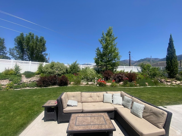 225 E 620 S, Smithfield, UT 84335 - view of patio / terrace featuring an outdoor living space and a mountain view