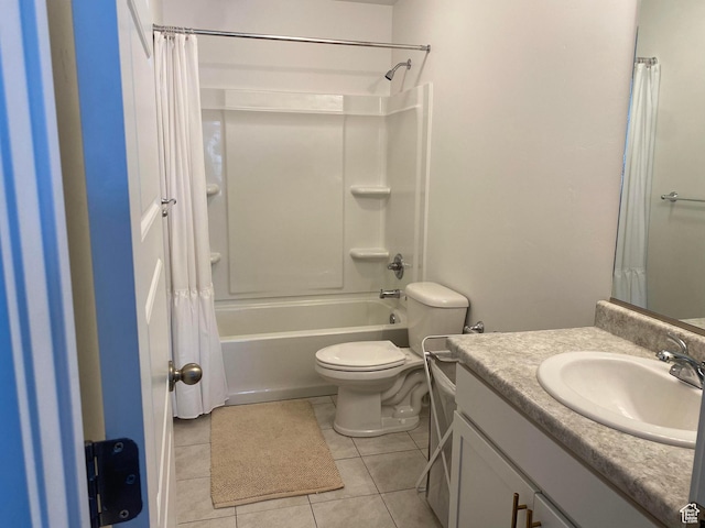 2132 N Elderberry Dr W, Saratoga Springs, UT 84045 - full bathroom featuring vanity, shower / tub combo, tile patterned flooring, and toilet