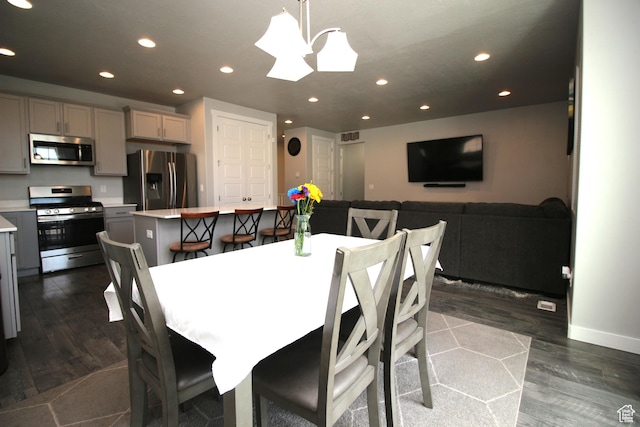 1457 W 400 S, Syracuse, UT 84075 - dining room featuring recessed lighting, dark wood-style floors, and baseboards