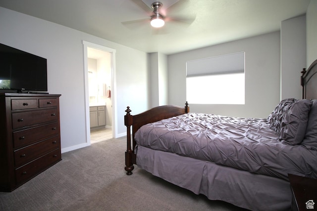 1457 W 400 S, Syracuse, UT 84075 - carpeted bedroom featuring ensuite bath, baseboards, and ceiling fan