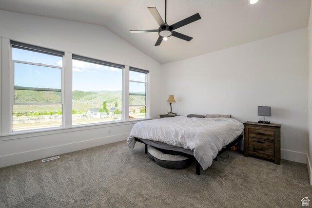 19722 Elkhorn Cir, Birdseye, UT 84629 - carpeted bedroom with lofted ceiling, baseboards, and a ceiling fan