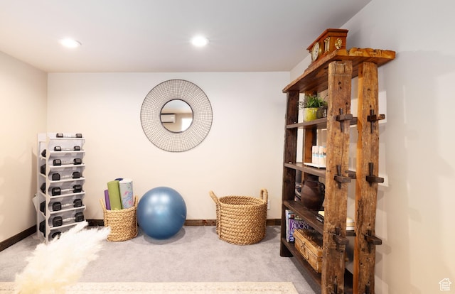 4774 S Oak Terrace Dr, Millcreek, UT 84124 - workout area with carpet floors, baseboards, and recessed lighting