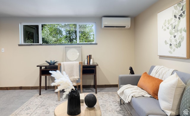 4774 S Oak Terrace Dr, Millcreek, UT 84124 - living room featuring a wall mounted air conditioner and baseboards