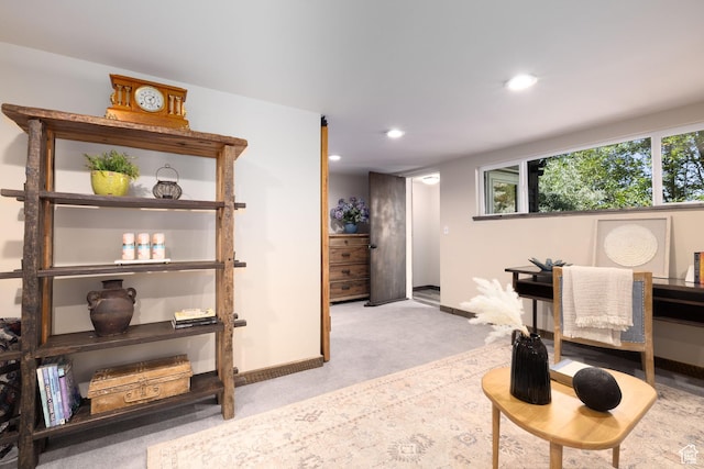 4774 S Oak Terrace Dr, Millcreek, UT 84124 - living area featuring carpet flooring, baseboards, and recessed lighting