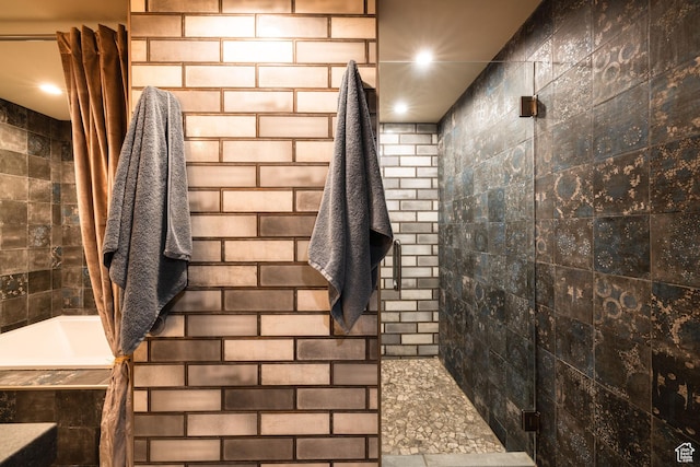 4774 S Oak Terrace Dr, Millcreek, UT 84124 - full bathroom featuring tiled shower, a bathtub, and recessed lighting