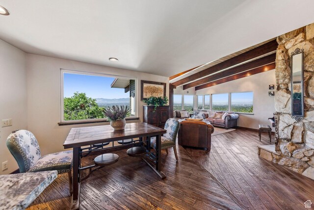 4774 S Oak Terrace Dr, Millcreek, UT 84124 - dining room with wood-type flooring and beamed ceiling