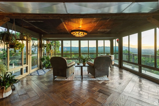 4774 S Oak Terrace Dr, Millcreek, UT 84124 - sunroom / solarium featuring a mountain view, french doors, and plenty of natural light