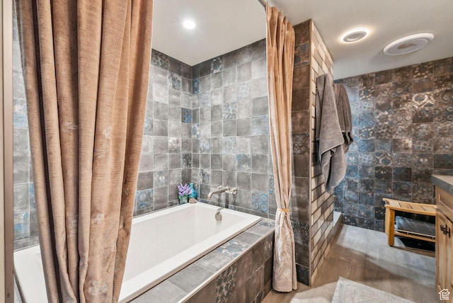 4774 S Oak Terrace Dr, Millcreek, UT 84124 - bathroom featuring tile walls and vanity