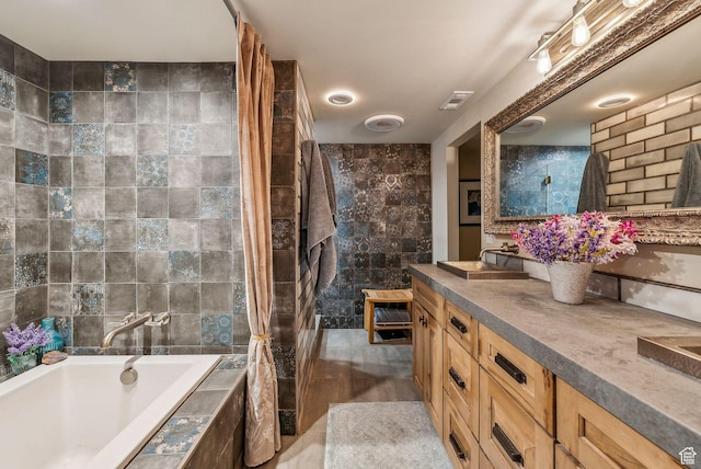 4774 S Oak Terrace Dr, Millcreek, UT 84124 - bathroom featuring vanity and tile walls